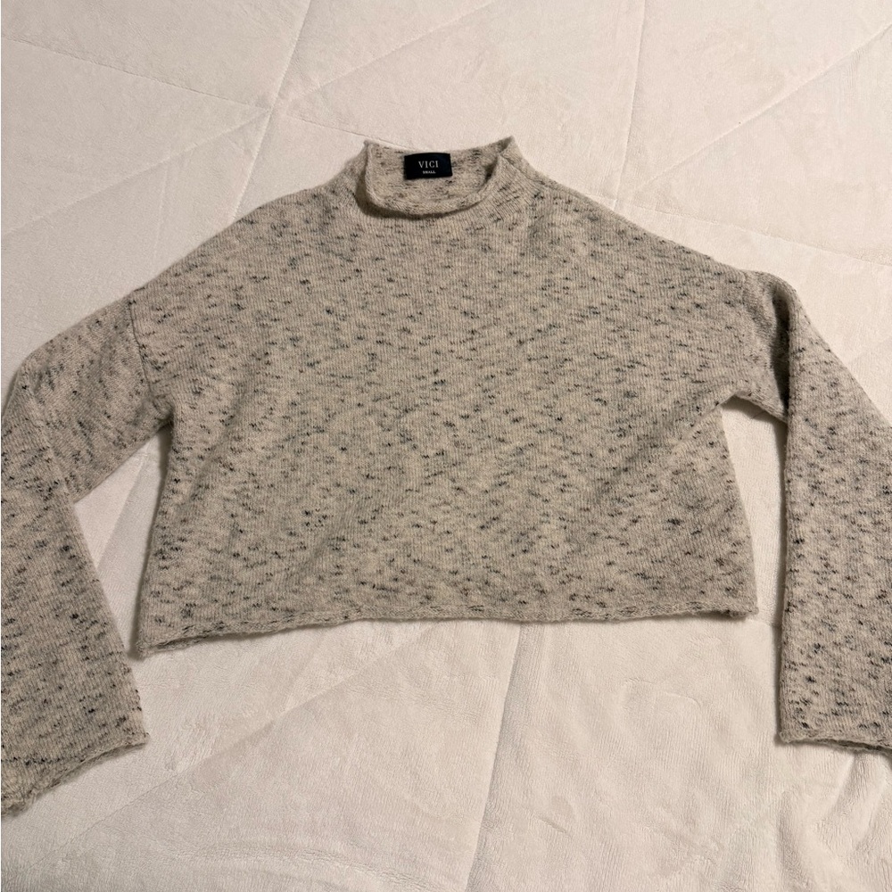 Vici Cream and Brown Textured Sweater - Picture 6 of 9